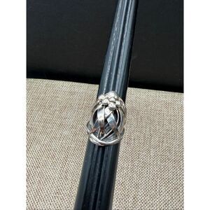 Vintage Sterling Silver Woven Dome Statement Ring – Size 9 Artisan Design ✨